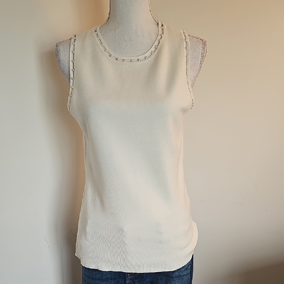 White House Black Market Tops - White House Black Market Ivory Tank Top